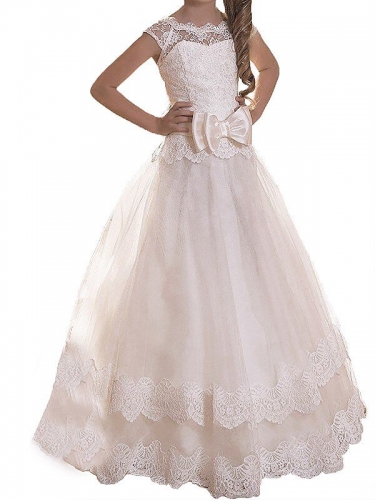 A-line/Princess Scoop Sleeveless Sash/Ribbon/Belt Tulle Floor-Length Flower Girl Dresses