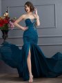 Trumpet/Mermaid Strapless Sleeveless Beading Applique Long Chiffon Dresses