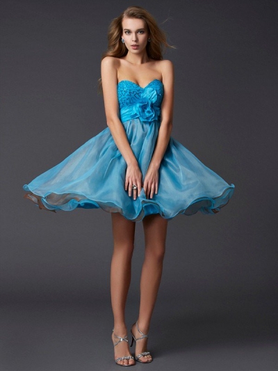 A-Line/Princess Sweetheart Sleeveless Lace Short Taffeta Homecoming Dresses [40507]