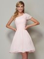 A-Line/Princess Straps Sleeveless Pleats Short Chiffon Bridesmaid Dresses