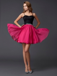 A-Line/Princess Spaghetti Straps Sleeveless Short Chiffon Homecoming Dresses