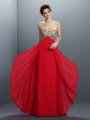 A-Line/Princess Sweetheart Beading Paillette Sleeveless Long Chiffon Dresses