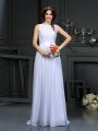 A-Line/Princess Scoop Lace Sleeveless Long Chiffon Wedding Dresses