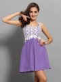 A-Line/Princess Straps Applique Sleeveless Short Chiffon Cocktail Dresses