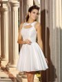 A-Line/Princess High Neck Sleeveless Short Satin Cocktail Dresses