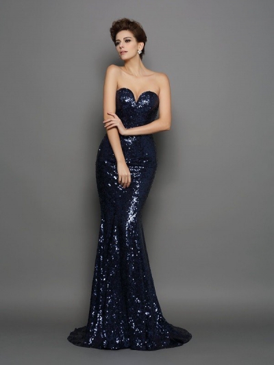 Trumpet/Mermaid Sweetheart Sequin Sleeveless Long Sequins Dresses [51216]