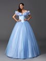 Ball Gown Off-the-Shoulder Beading Sleeveless Long Net Quinceanera Dresses