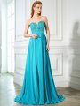 A-Line/Princess Sweetheart Beading Sleeveless Chiffon Sweep/Brush Train Dresses