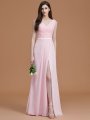 A-Line/Princess V-neck Sleeveless Floor-Length Ruched Chiffon Bridesmaid Dresses