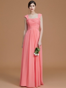 A-Line/Princess Sweetheart Sleeveless Floor-Length Ruched Chiffon Bridesmaid Dresses