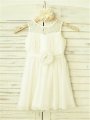 A-line/Princess Scoop Sleeveless Hand-made Flower Floor-Length Chiffon Flower Girl Dresses