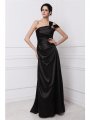 Sheath/Column One-Shoulder Sleeveless Beading Long Elastic Woven Satin Dresses