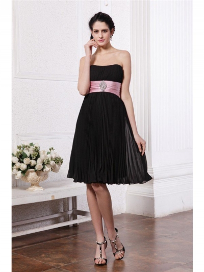 A-Line/Princess Strapless Sleeveless Sash Beading Short Chiffon Bridesmaid Dresses [N13ZYDRESS180]