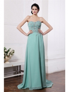 Sheath/Column Sweetheart Sleeveless Rhinestone Beading Long Chiffon Dresses