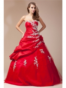 Ball Gown Sweetheart Sleeveless Beading Lace Long Taffeta Net Dresses