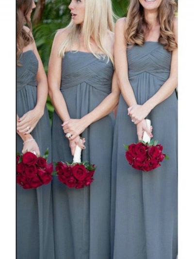 A-Line/Princess Sleeveless Strapless Ruched Floor-Length Chiffon Bridesmaid Dresses [PO16033PO574]