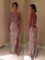 Sheath/Column One-Shoulder Sleeveless Sequins Floor-Length Dresses