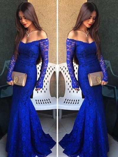 Trumpet/Mermaid Off-the-Shoulder Long Sleeves Lace Floor-Length Dresses [PON1506EV437]