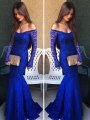 Trumpet/Mermaid Off-the-Shoulder Long Sleeves Lace Floor-Length Dresses