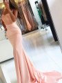 Trumpet/Mermaid Spaghetti Straps Sleeveless Sweep/Brush Train Satin Dresses