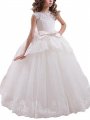 Ball Gown Sleeveless Scoop Sash/Ribbon/Belt Floor-Length Tulle Flower Girl Dresses